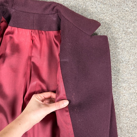 Vintage Burgundy Red Wool Long Double Breasted Tailored Overcoat Women’s 6 USA - Picture 6 of 16